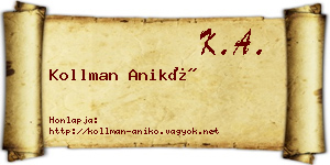 Kollman Anikó névjegykártya
